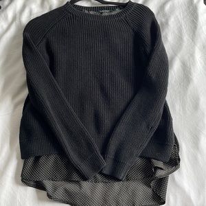 Ralph Lauren black sweater with built in polka dot silk shirt